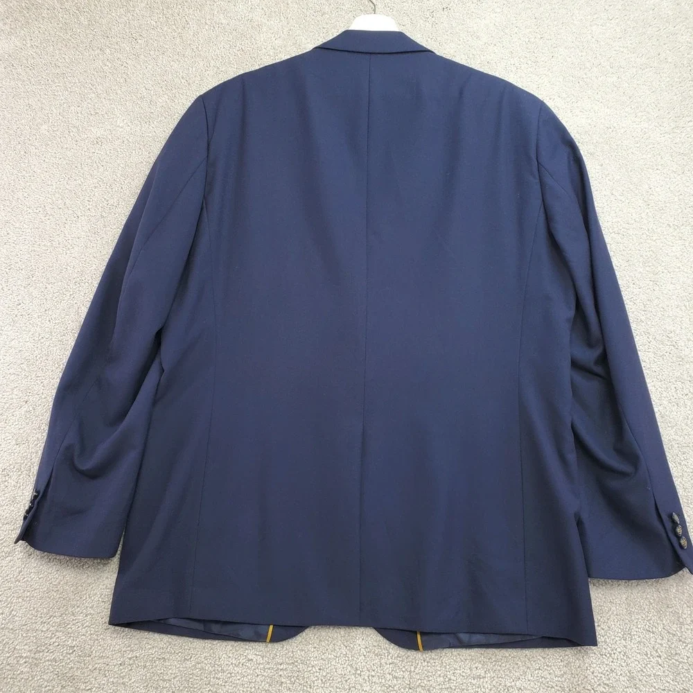 John Blair Signature Blazer Jacket Men 44 Blue Rayon Notch Lapel Single Breasted